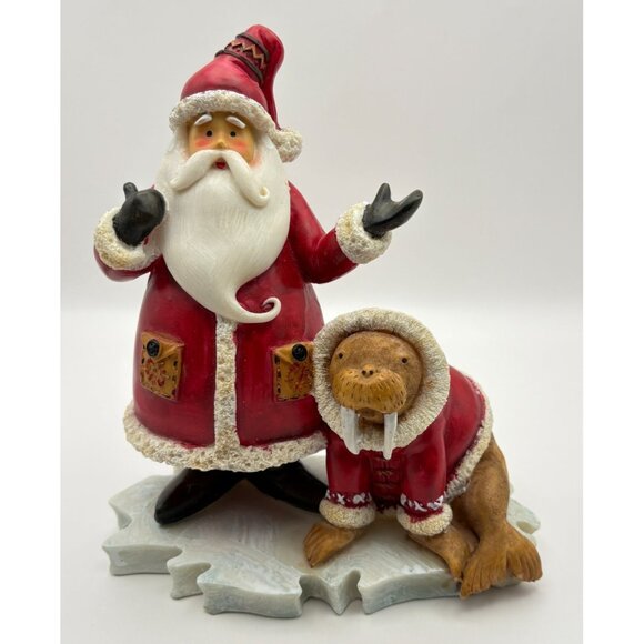 Vintage Debbie Mumm Santa Claus & Walrus Christmas Figurine on Iceberg - Picture 11 of 11